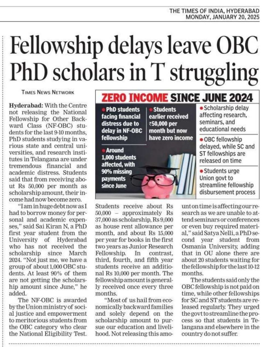 केंद्र सरकार द्वारा उच्च शिक्षा से OBC को दूर किया जा रहा है!OBC शोध छात्रों को मिलने वाली NFOBC फ़ेलोशिप पिछले साल जून से नहीं मिली है।#ओबीसी प्रधानमंत्री Narendra Modi  जी कुछ तो बोलों।
#OBC_मांगे_फेलोशिप <a href="/narendramodi/">Narendra Modi</a> <a href="/dpradhanbjp/">Dharmendra Pradhan</a> <a href="/EduMinOfIndia/">Ministry of Education</a> <a href="/RahulGandhi/">Rahul Gandhi</a>  <a href="/dineshdangi84/">Dinesh Dangi</a>