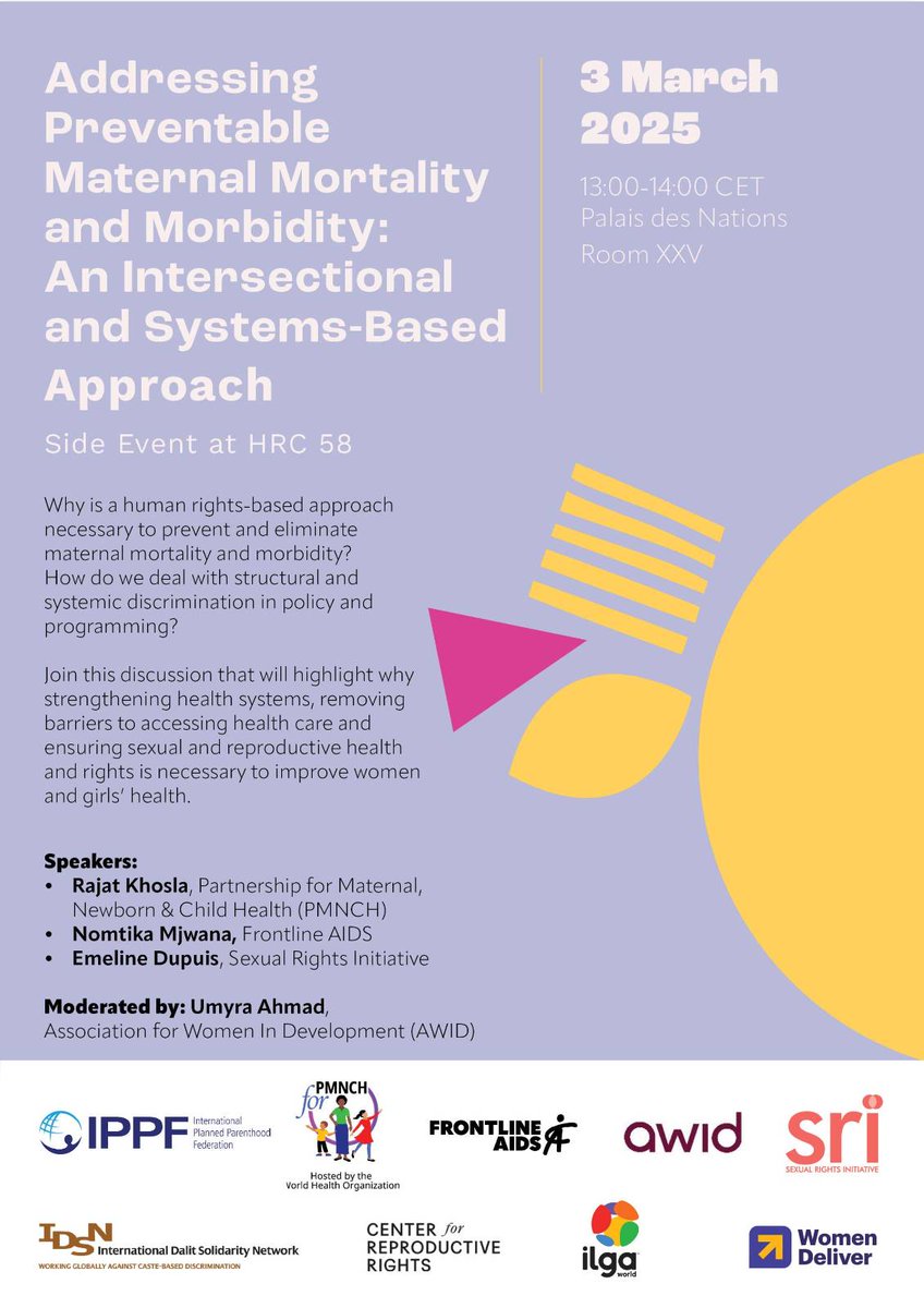 🚨 Maternal deaths are preventable, yet progress is stalling. How can we take a systems-based approach to protect women’s lives?

At this #HRC58 side event, PMNCH ED <a href="/khosla_rajat/">Rajat Khosla</a> &amp; global experts will explore solutions, including the critical role of #SRHR in reducing maternal