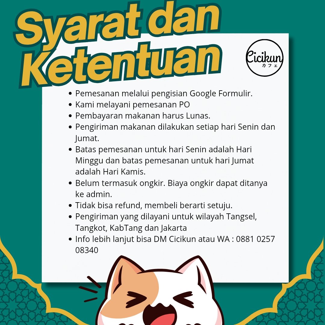 Cicikun27's tweet image. Hello yang lagi ramadhan bingung mau makan apa

Kemarin pas acara comic frontier. Cicikun masak buat kalian yang lapar. Skr special ramadhan. Aku buka dapur lagi bagi yang mau makan enak &amp;amp; spesial 

forms.gle/UzZSzCgEyNLnSC…

Info : DM
#Makanan #Ramadhan #CatheringPuasa #Takjil