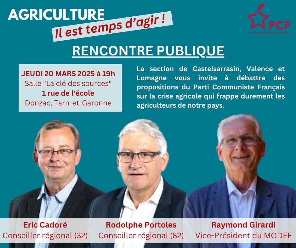 juliensueres's tweet photo. 📢 Sur le terrain pour une agriculture au service de tous ! 🌾🚜

Ce matin, nos camarades étaient sur les marchés de Beaumont-de-Lomagne et de Lectoure pour échanger avec les habitants et diffuser notre tract sur les propositions communistes pour une agriculture juste, durable et rémunératrice pour les paysans.

L’occasion d’inviter la population à notre réunion publique du 20 mars à Donzac, où nous débattrons ensemble des solutions pour défendre notre souveraineté alimentaire et soutenir les agriculteurs face aux crises.

📅 Rendez-vous le 20 mars à Donzac ! Venez nombreux ! ✊🔴