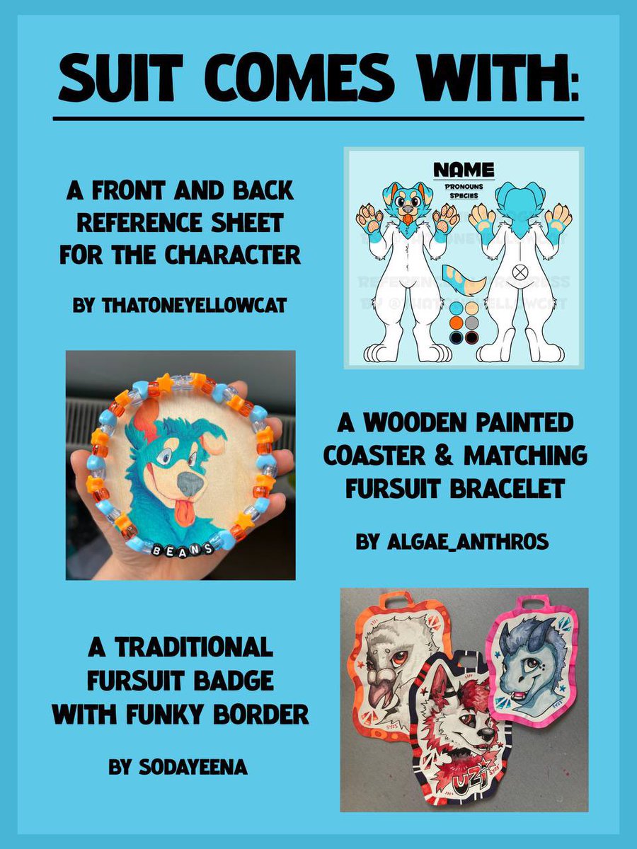 dinomerry's tweet photo. ✨Bonus gifts!✨
•Refsheet by thatoneyellowcat 
•Wood painting and fursuit bracelet by algae_anthros 
•Badge from sodayeena 
•Badge and keychain by iitisjaii 
•Digital headshot by ace_ateshoelace 
•Digital headshot by elijahanimates 
•Digital sketch from pidgequill https://t.co/oIm7SlUCKL