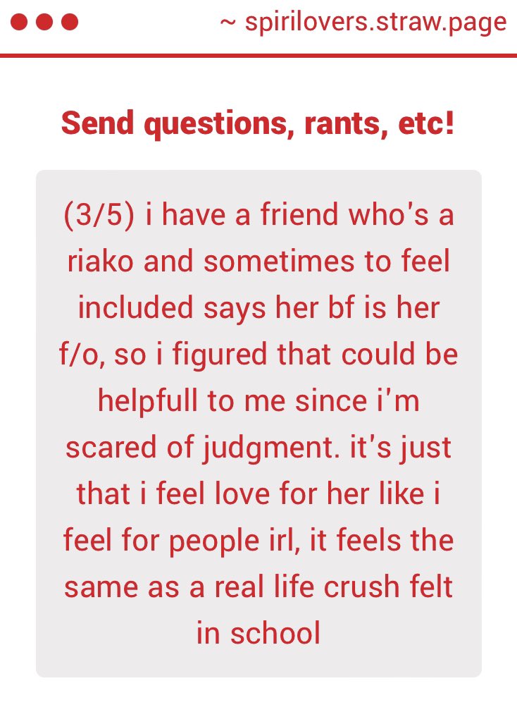 SpiriLovers's tweet image. #spiriluvgimmicks

Hi! Honestly anon, it sounds like your experience could be defined as the same as a riako considering you have genuine, serious love for your f/o. Don’t be afraid to use the label, it would be correct in your circumstance! -🧁