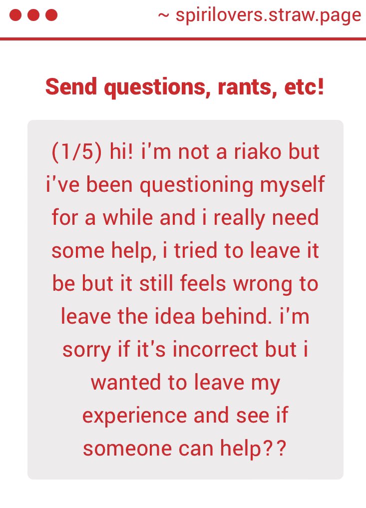 SpiriLovers's tweet image. #spiriluvgimmicks

Hi! Honestly anon, it sounds like your experience could be defined as the same as a riako considering you have genuine, serious love for your f/o. Don’t be afraid to use the label, it would be correct in your circumstance! -🧁