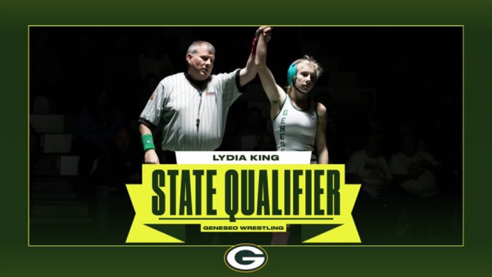 Winner by pin to advance to the consolation semifinals and guaranteed a top 6 finish! <a href="/lydiaking27/">Lydia King</a> becomes the first state medalist in <a href="/GHSGirlsWrestle/">Geneseo Girls Wrestling</a> program history.