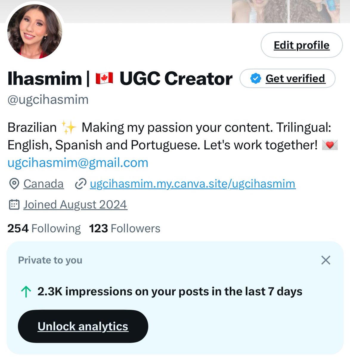 Ihasmim | 🇨🇦 UGC Creator tweet media