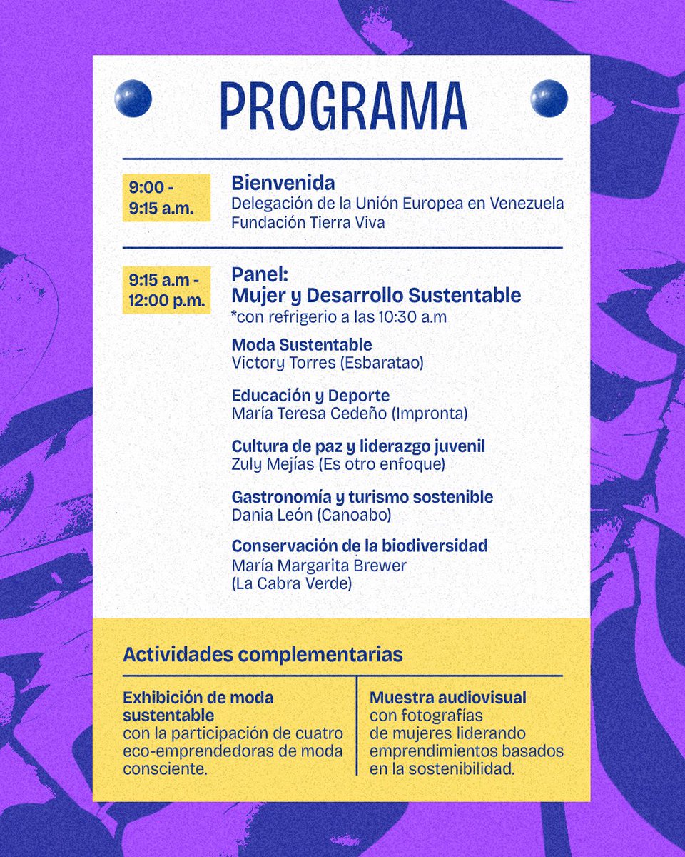 En el marco del Día de la Mujer🙆‍♀️🙋‍♀️, les invitamos al Foro Mujer y Desarrollo Sustentable, para visibilizar el impacto y liderazgo de mujeres jóvenes de diferentes zonas de Venezuela 🇻🇪 en la promoción del desarrollo sustentable🍃.

Inscríbete aquí docs.google.com/forms/d/e/1FAI…

#IWD