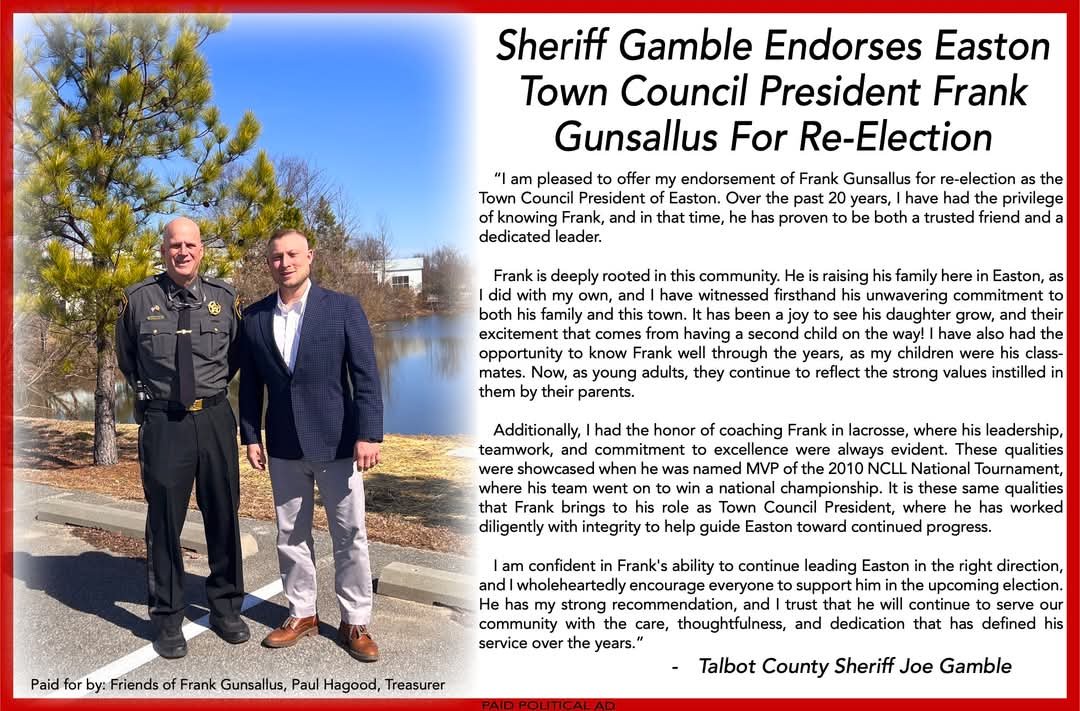 TalbotMD_GOP's tweet image. #SupportYourLocalSheriff #EastonMD #FrankGunsallus