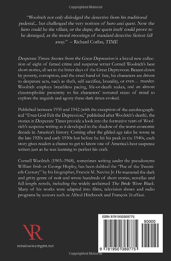 CornellWoolrich's tweet photo. All-new collection just released!
DESPERATE TIMES: Stories from the Great Depression. These eight early stories of mine, orig. published between 1935 and 1942, all showcase criminous behavior during one of the worst economic periods in American history.
https://t.co/ELxQwY2W18 https://t.co/12MjFkvYhW