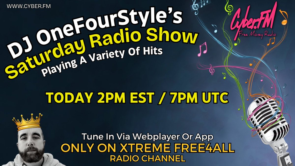 ofscyberfm's tweet image. Later Today Live Radio Show With OneFourStyle! 2PM EST / 7PM UTC On Xtreme! cyber.fm @somakeit1 @RealJamesTylee @smallcleo2