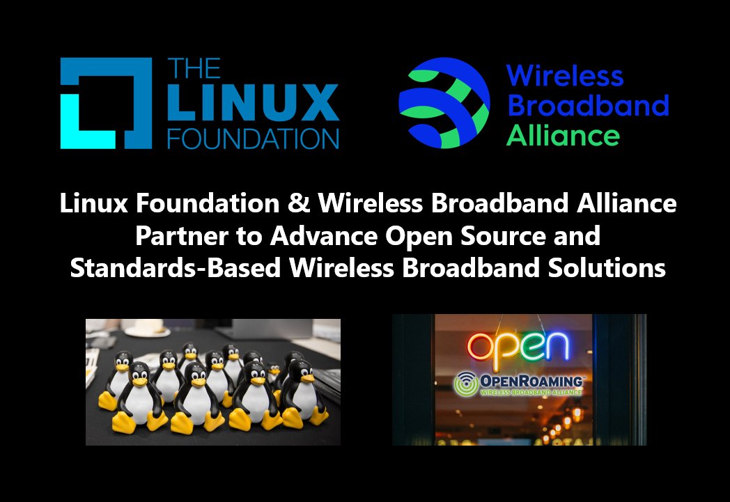 Bruno Tomas (@bactomas) on Twitter photo Open Source to Help Drive Wireless Broadband Innovation - <a href="/linuxfoundation/">The Linux Foundation</a> & <a href="/WBAlliance/">Wireless Broadband Alliance (WBA)</a> partner to accelerate adoption standards-based broadband solutions. More info: wballiance.com/lf-broadband-pโฆ #OpenSource #Broadband #WiFi #5G #Networking #Linux #WirelessBroadband #OpenStandards Open Source to Help Drive Wireless Broadband Innovation - <a href="/linuxfoundation/">The Linux Foundation</a> & <a href="/WBAlliance/">Wireless Broadband Alliance (WBA)</a> partner to accelerate adoption standards-based broadband solutions. More info: wballiance.com/lf-broadband-pโฆ #OpenSource #Broadband #WiFi #5G #Networking #Linux #WirelessBroadband #OpenStandards