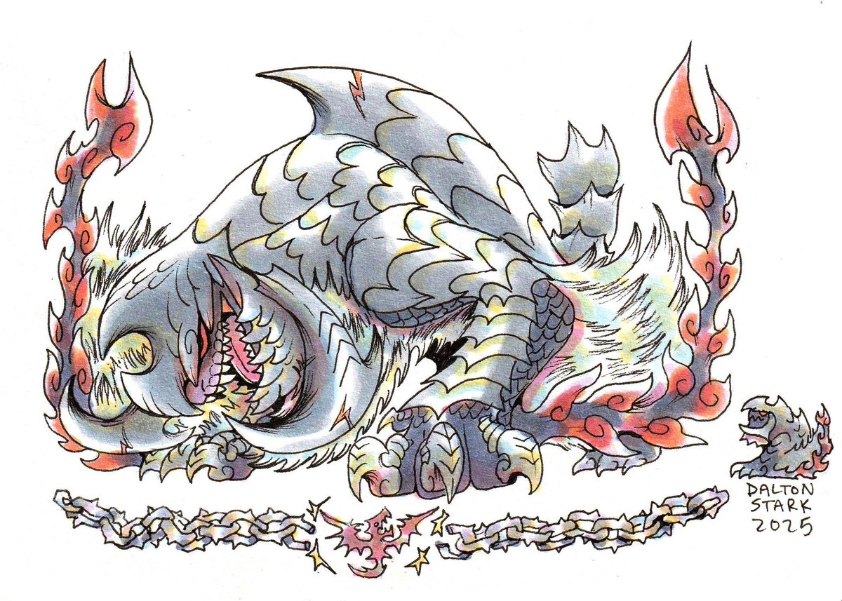daltondoodles's tweet image. Arkveld ⛓️💥 ⚔️ My final drawing in this series, thanks for all the love :) #MonsterHunterWilds #arkveld