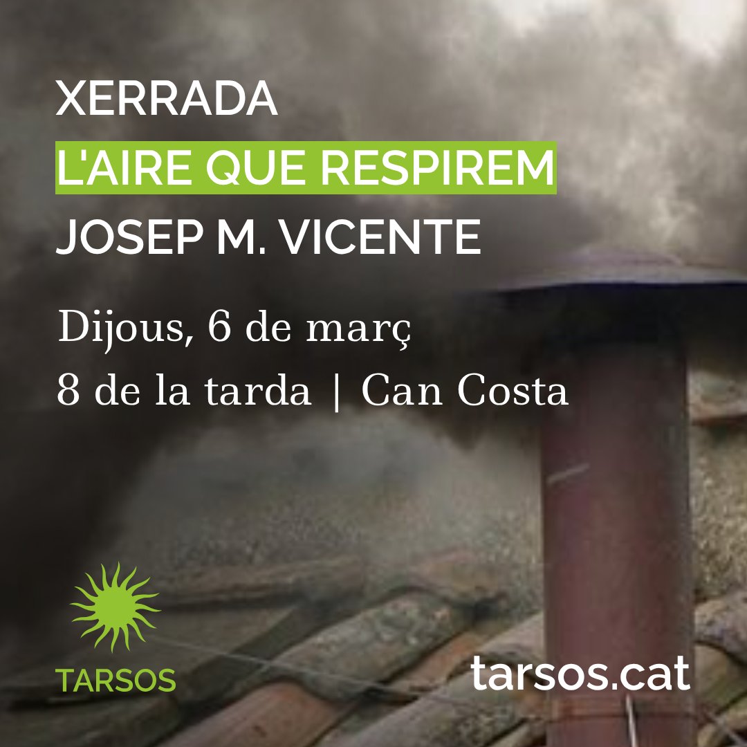 Us esperem el dijous 06/03/25 a les 20:00 h a la sala del mig de Can Costa (Taradell)  Ponent: Josep Maria Vicente Cruells. Llicenciat en ciències químiques (UB) 
tarsos.cat/2025/02/15/xer…
<a href="/AjTaradell/">Ajuntament de Taradell</a>
<a href="/rtaradell/">Ràdio Taradell</a>
<a href="/Taradell/">Taradell.com</a>
<a href="/osonaenergia/">OECOOP</a>
<a href="/OsonaRespira/">OsonaRespira</a>
#taradell #osona
