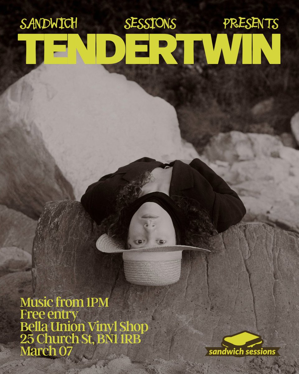 BellaUnionVinyl's tweet image. We are excited to announce that the lovely Tendertwin will be joining us next Friday for a Sandwich Sessions! Music starts from 1PM, entry and sandwich’s are FREE!🥪