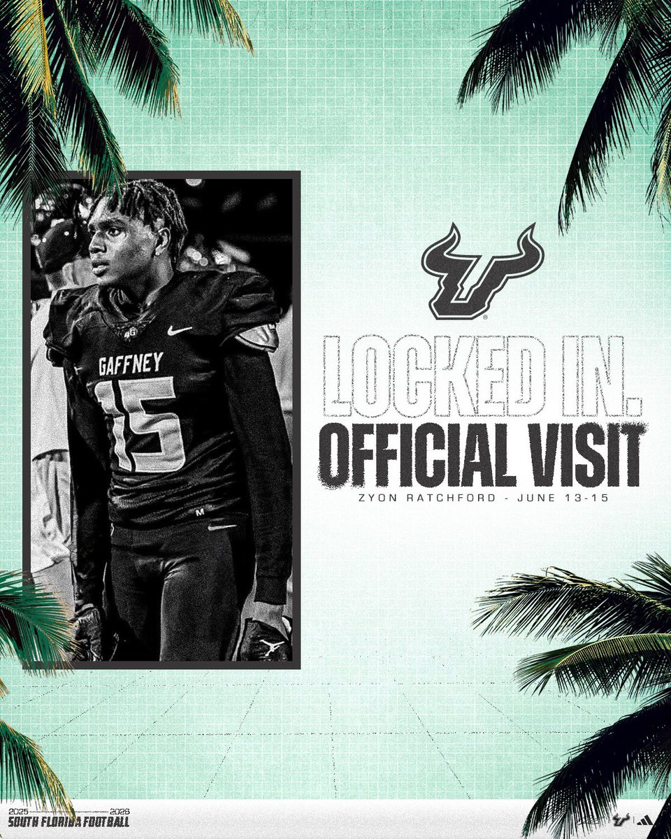 Locked in for an official visit in June thank you 🙏🏾 <a href="/USFFootball/">USF Football</a> <a href="/ChadCreamer21/">Chad Creamer</a> <a href="/CoachGolesh/">Alex Golesh</a> <a href="/CoachJamesRowe/">James Rowe III</a> <a href="/Coach_DVD/">DeMarcus Van Dyke</a> <a href="/GaffneyFootball/">Gaffney Football</a> <a href="/fishN_Kev/">Kevin Phillips</a> @RivalsFriedman @RivalsWardlaw