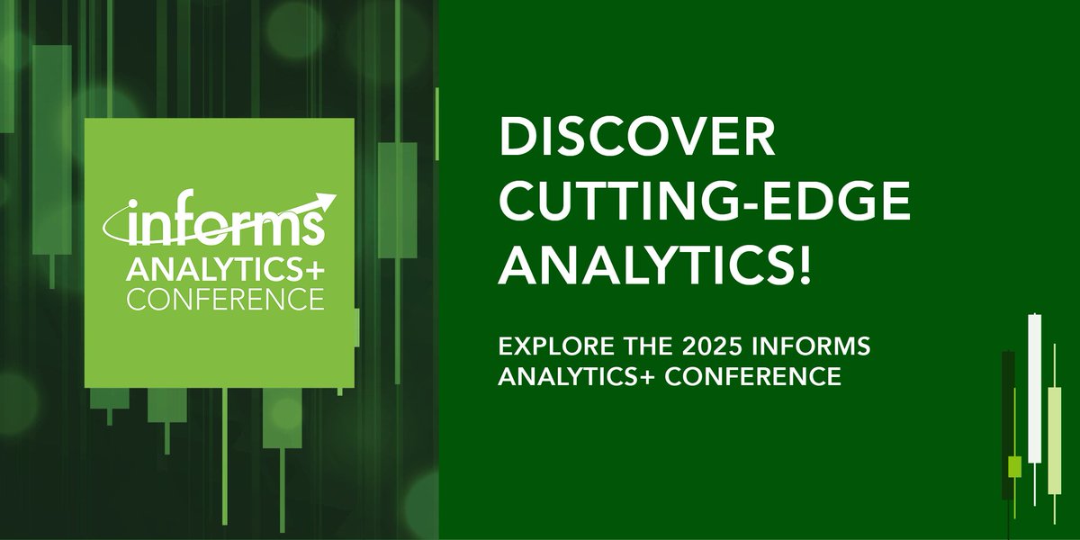 🚨 [Early Pricing Ends March 3] Don't miss the savings!
Discover cutting-edge analytics! Explore the 2025 INFORMS Analytics+ Conference 📆 April 6-8  📍 Indianapolis, Indiana 
🌐 hubs.ly/Q038QYRT0