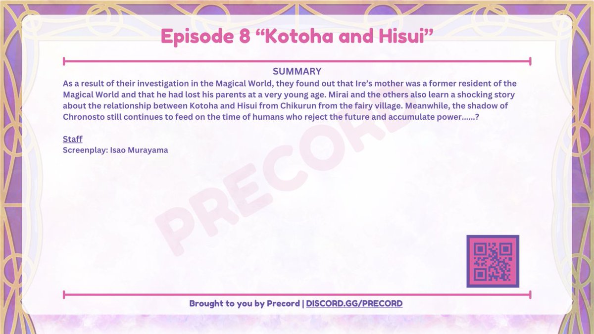 PrecordTwt's tweet photo. Mirai Days episode 8 synopsis:            

#Precure #プリキュア 
#PreCordDiscord https://t.co/cfXBt4J5p1