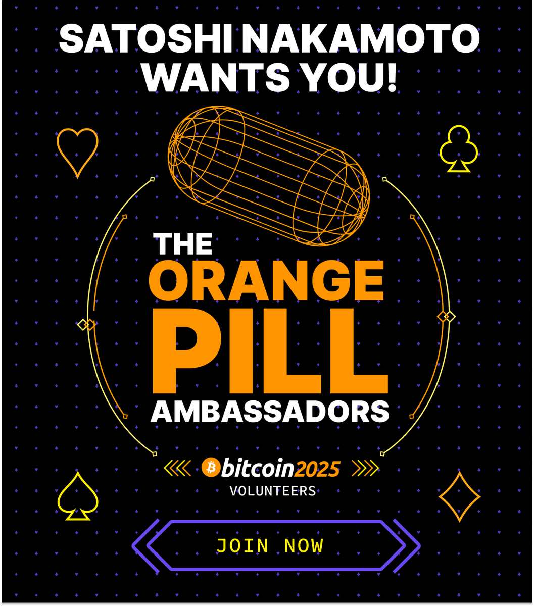 BitcoinMagazine's tweet photo. HEY BITCOIN FRIENDS 📣 

Apply to volunteer in Las Vegas! Go behind the scenes, network and help organize a major event!  

Apply today &amp; join the orange army 👇 https://t.co/Rraxsv8b2M https://t.co/vnCfCivmVk