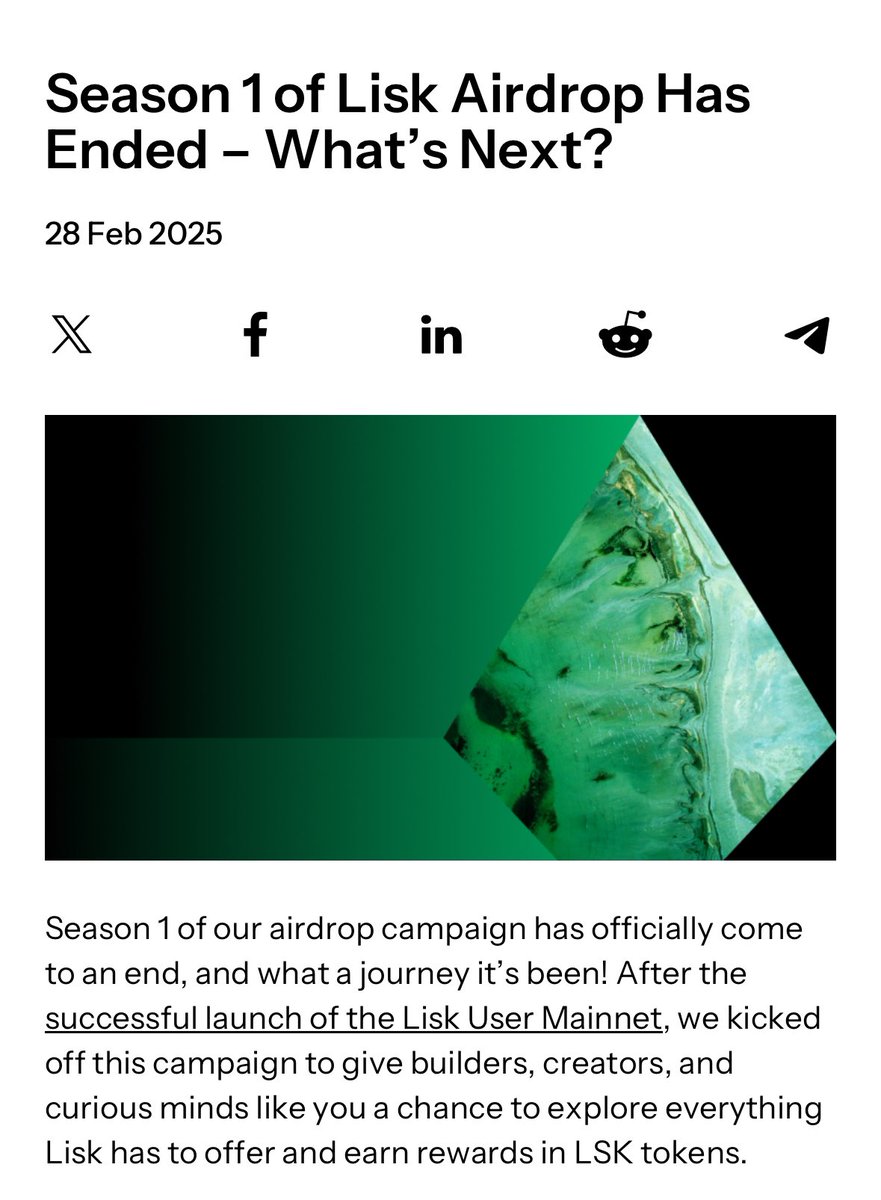 You probably have a bunch of questions about what’s next for season 1 of the Lisk Airdrop.

Here’s all you need to know 👇
lisk.com/blog/posts/lis…