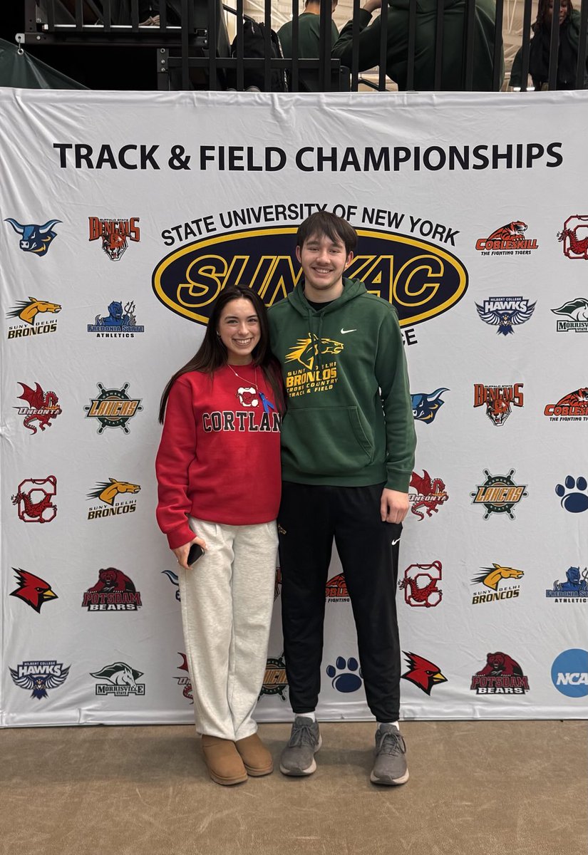 Former YHS Track &amp; Field alumni from the class of ‘24, Emily Pierro (SUNY Cortland) &amp; Michael Ryan (SUNY Delhi) competed at the SUNYAC Track &amp; Field Champs in Brockport! Great to see our former Huskers! ⁦<a href="/YCSD_Athletics/">Robert Barrett</a>⁩ ⁦<a href="/YHSDeGennaro/">Mr. Joseph DeGennaro</a>⁩ ⁦<a href="/CoachKornHusker/">Ingrid</a>⁩