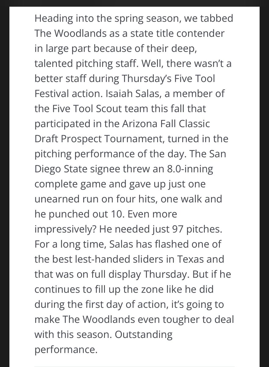 Thank you <a href="/DustinLMcComas/">Dustin McComas</a> for the write up. I'm humbled to be mentioned with my teammates and the other players. All glory to god. Proverbs 3:5-6 
<a href="/AztecBaseball/">San Diego State Baseball</a>