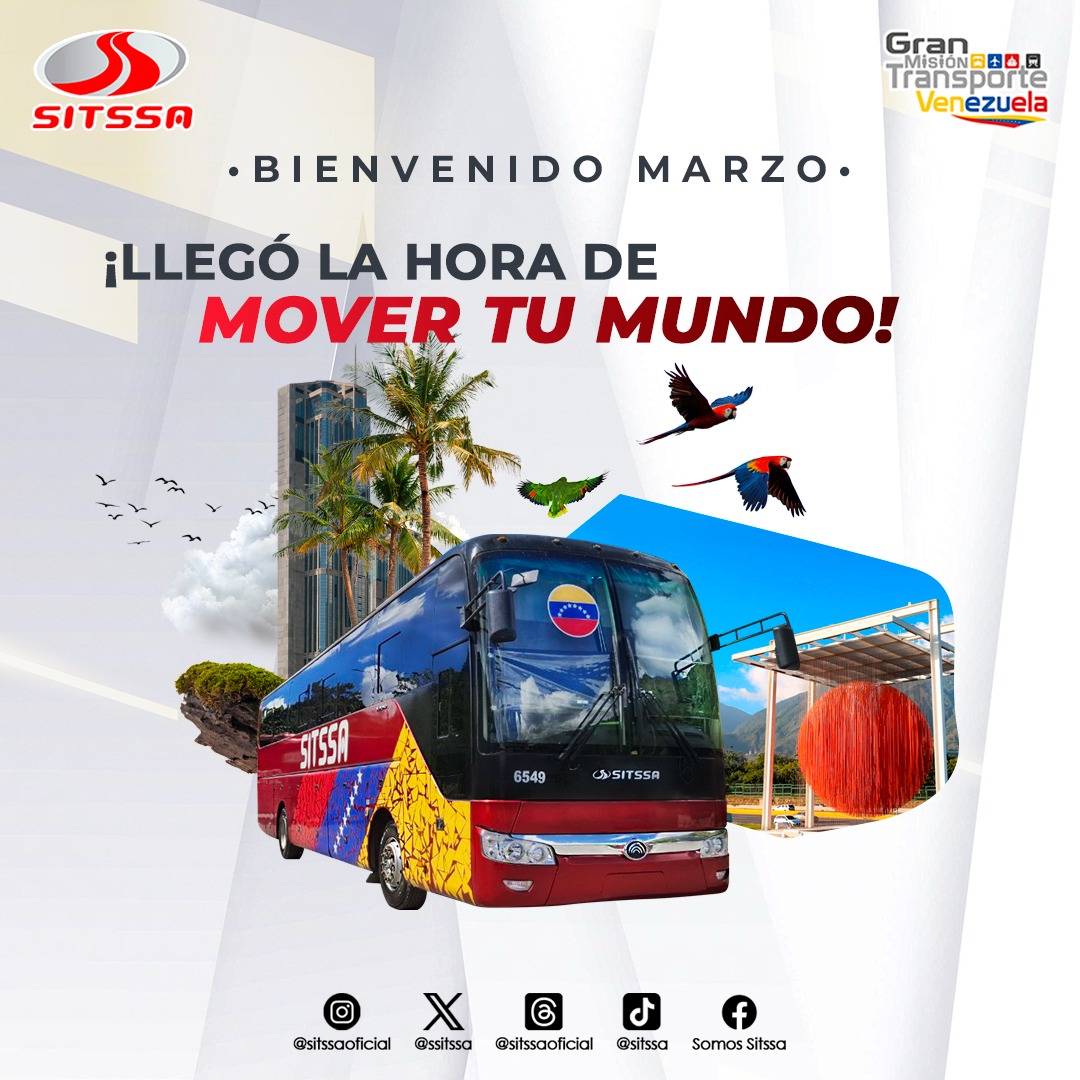 ¡En SITSSA le damos la bienvenida al mes de marzo!
Este nuevo mes trae consigo nuevas oportunidades para seguir conectando a las personas y destinos, comprometidos en seguir ofreciendo el mejor servicio de transporte de manera segura y placentera a través del territorio nacional.