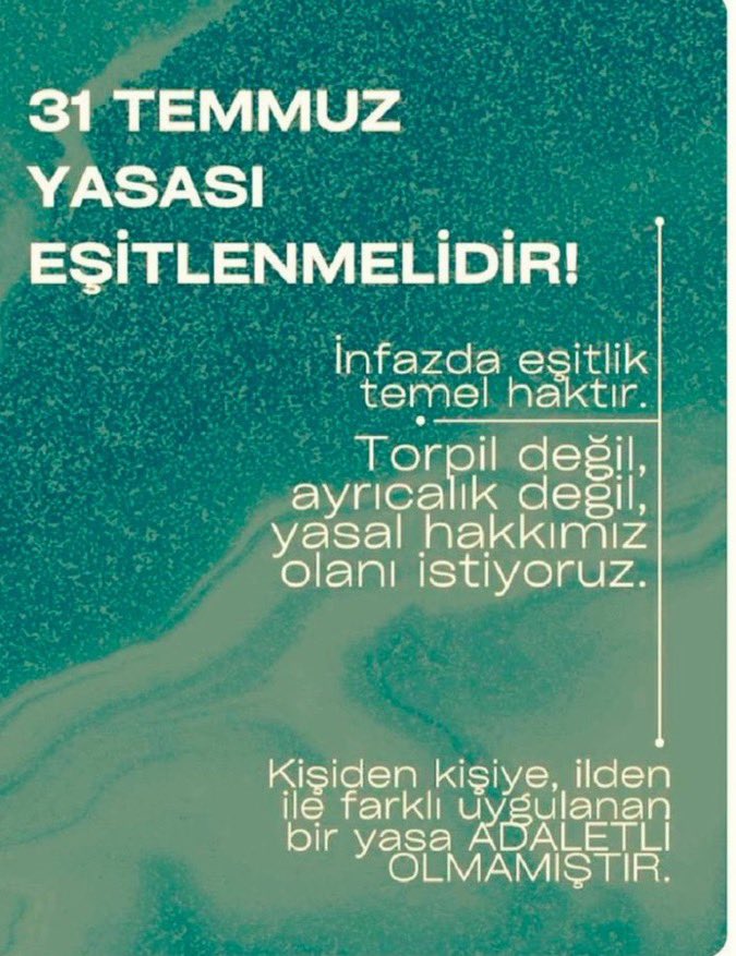 <a href="/ahmetco01371422/">Farah Sare 🇹🇷</a> <a href="/erdem345328/">erdem #</a> <a href="/TVAdalet/">adalet.tv</a> <a href="/yilmaztunc/">Yılmaz TUNÇ</a> <a href="/avabdullahguler/">Abdullah Güler</a> <a href="/BY/">Binali Yıldırım</a> #CovidYasasıEşitlensin 
31Temmuz Covid İnfaz Yasası Adil Değildir
Çünkü;

Aynı tarihte 
aynı suça sürüklenmiş 
aynı cezayı almış 
aynı infaz rejimine tabi 
iki ayrı kişi arasında açıkça ayrı infaz  uygulamaktadır
#31TemmuzCovidYasasıMağdurları

<a href="/yilmaztunc/">Yılmaz TUNÇ</a>
<a href="/avabdullahguler/">Abdullah Güler</a> 
<a href="/BY/">Binali Yıldırım</a>