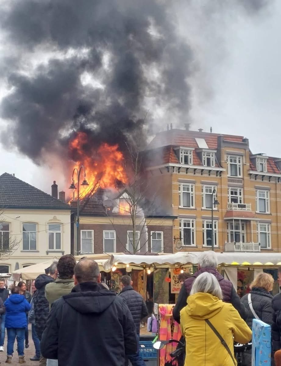 Grote brand op de markt in Winterswijk