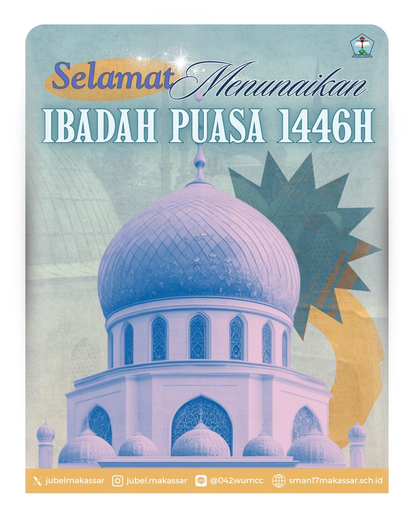 𝟏 𝐑𝐚𝐦𝐚𝐝𝐡𝐚𝐧 𝟏𝟒𝟒𝟔 𝐇 🌙
–––
“Wahai orang-orang yang beriman! Diwajibkan atas kamu berpuasa sebagaimana diwajibkan atas orang sebelum kamu agar kamu bertakwa”
(QS Al-Baqarah: 183)
–––
Marhaban Yaa Ramadhan! Selamat menunaikan ibadah puasa ramadhan 1446 H ☪️

رمضان كريم