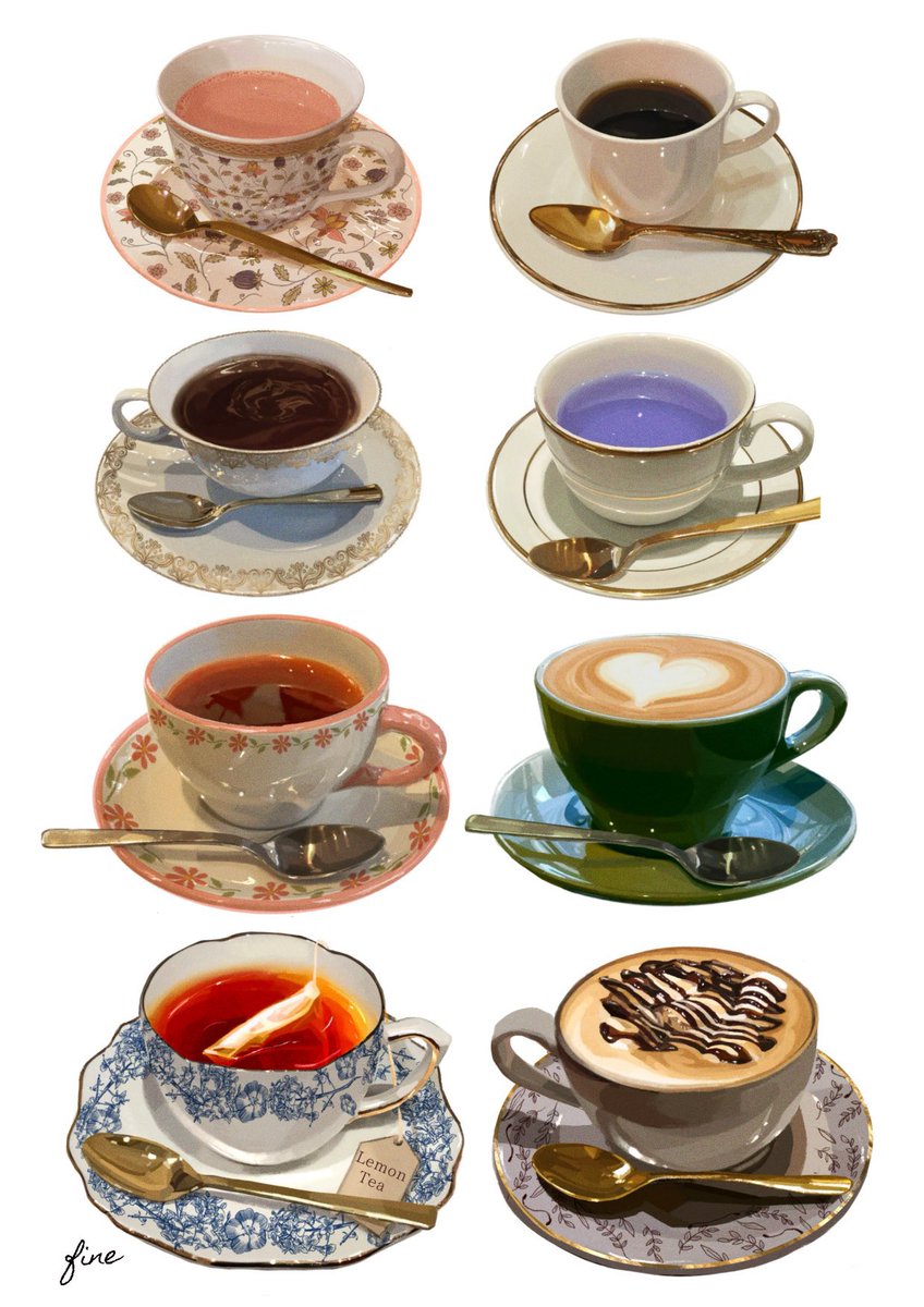 fine_9725's tweet photo. coffee and tea illustrations☕️✍️ https://t.co/DXY6tLOIcV