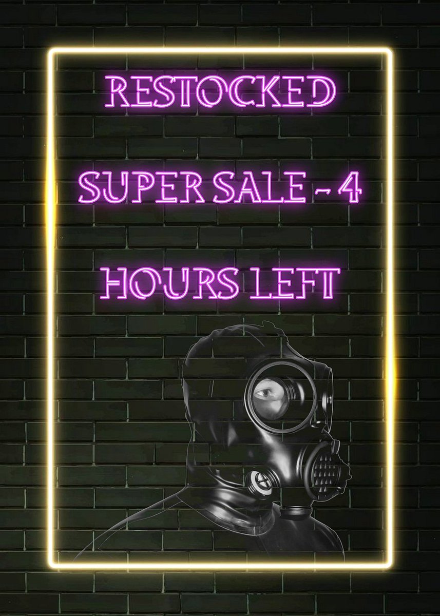 ONLY FOUR HOURS LEFT TO TAKE ADVANTAGE OF OUR RESTOCKED SUPER SALE 😈 Dozens of breath taking masks and exhilarating Breath / Aroma Play toys back in stock 🥵 The perfect chance to start the month with a kinky bargain 🖤 #MASKX - Maskx.co.uk
