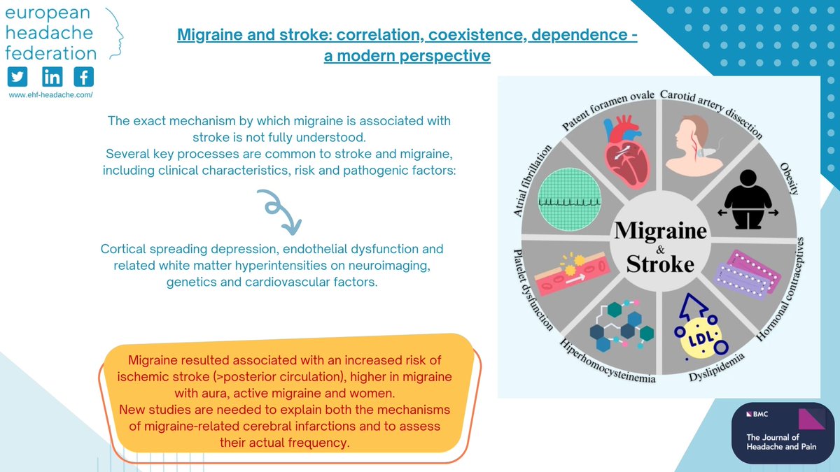 EHF_Official's tweet image. This comprehensive review summarizes the existing research on the connection between migraines and strokes! doi.org/10.1186/s10194…