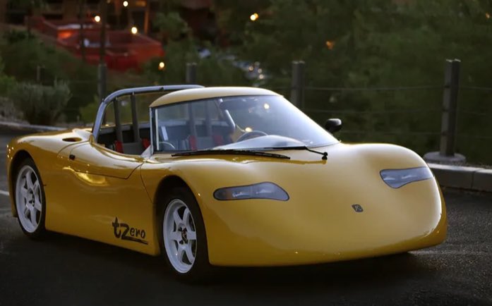 DylanAddison's tweet photo. The above is the “tzero” built by AC propulsion. 0-60mph in 3.6s, and a purported 300 mile range.  Musk met Martin Eberhard and Marc Tarpening in 2004 after driving a tzero, and decided to invest in the company Martin and Marc had formed in 2003 (Tesla Motors). At the time of their meeting, Tesla Motors had not produced a functional prototype because they did not have the funding.

So, Musk’s claim here is accurate, and is only muddied by the fact that the tzero DID exist, as did the company ‘Tesla Motors’. The tzero was in effect a prototype of the future ‘Mule’ (which used a Lotus chassis and AC Propulsion motor) that the Tesla founders (Musk being one of them) would go one to build. However, the tzero was NOT built by Tesla Motors. 

Backstory: The tzero had lithium ion batteries (and blew Musk’s receding hairline back when he test drove it) because Martin had invested $150k in AC Propulsion in 2003 after convincing Tom Gage (AC Propulsion President/CEO) that lithium batteries were the key to a winning electric vehicle. However, AC Propulsion did not step up to the plate to try and commercialize the sporty prototype, and had instead set their sights on making a boxier, lower cost electric vehicle. Martin Eberhard and Marc Tarpening started Tesla Motors because they believed a sports car was the right flagship product for a successful startup EV manufacturer. Musk also believed this, which is why he went into business with them.

The Tesla Founders that built the ‘Mule’ and their titles at the time were:

Martin Eberhard - CEO
Marc Tarpening - President 
JB Straubel - Chief Technology Officer
Ian Wright - Chief Operating Officer
Elon Musk - Chair of the board and primary funder

https://t.co/8wthaEqoPg — pictures of the Tesla Mule the founders went on to build can be found here. 

This information is detailed in Chapter 20 of Walter Isaacson’s biography, “Elon Musk”.