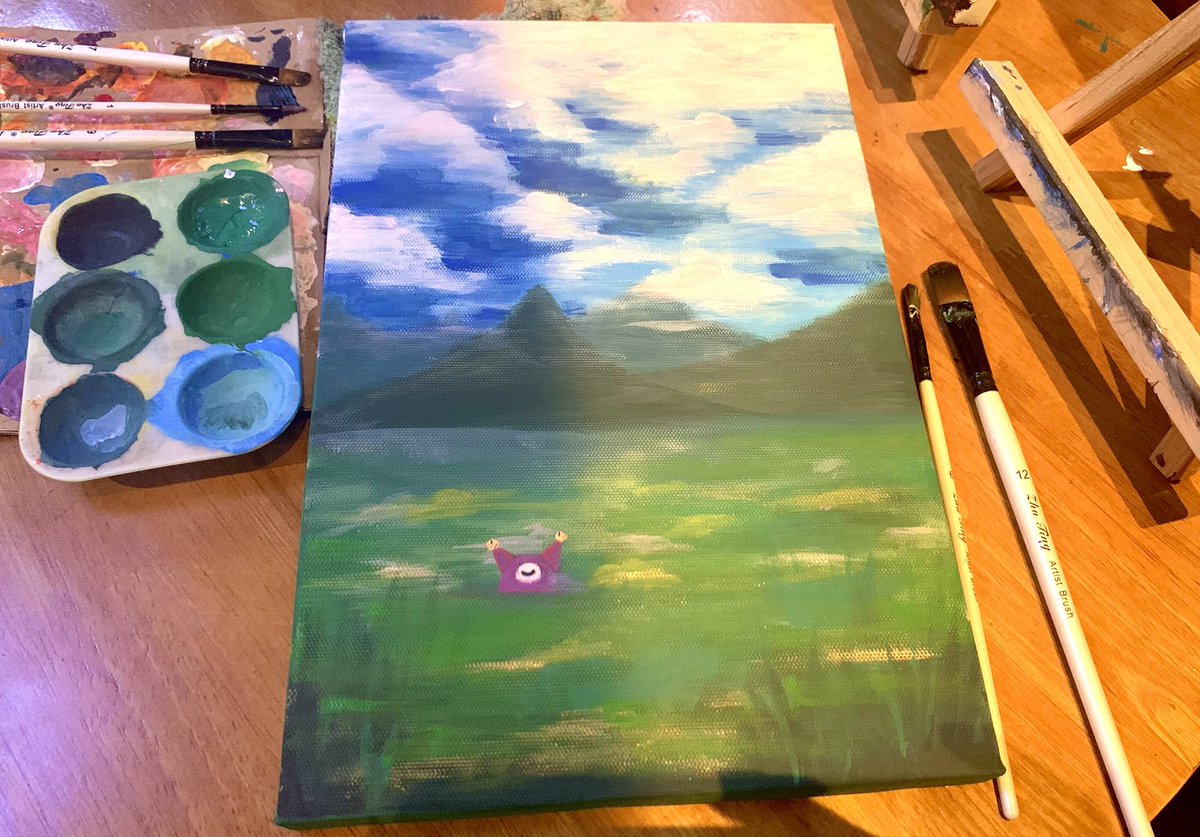 _makiei's tweet image. Went to do some acrylic painting with my friend again today.
Phantom has always been my muse for random acrylic painting.