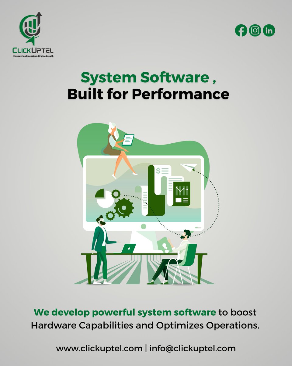 ClickUptel's tweet image. 🚀 Boost Performance with Advanced System Software! 🚀
📧 Contact us at info@clickuptel.com
🌐 Visit us: clickuptel.com
📞+91-8260797611
#SystemSoftware #SoftwareDevelopment #BusinessSolutions #ClickUptel #TechInnovation #PerformanceDriven