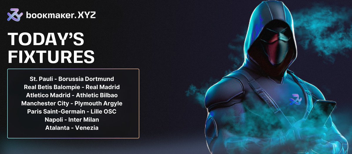 bookmakerxyz's tweet photo. As usual, Saturday brings plenty of hot matchups. And as always, we're here to bring you:
✅ The best odds
✅ The best betting experience
Everyone who’s used @bookmakerxyz knows - #onchainisbetter https://t.co/bKIQjOcM0t