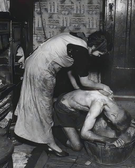 A miner being wiped down after a day down the pit, pictured in 1937 in Chester-le-Street, Co. Durham. These are our ancestors, does this look like ‘white privilege’ to you? These are men who’d have known one war only to end up in another. Men that built what we have and choose to