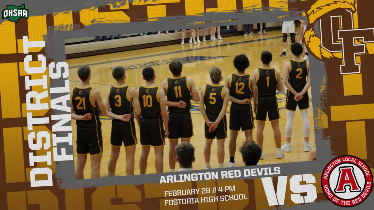 🏀GAMEDAY!🏀 
Our Boys Basketball team takes on Arlington in the OHSAA District Finals today!

📍Fostoria HS
⏰Tip-off: 4 PM
🎟️Tickets: ohsaa.org/tickets

Go Stockaders!