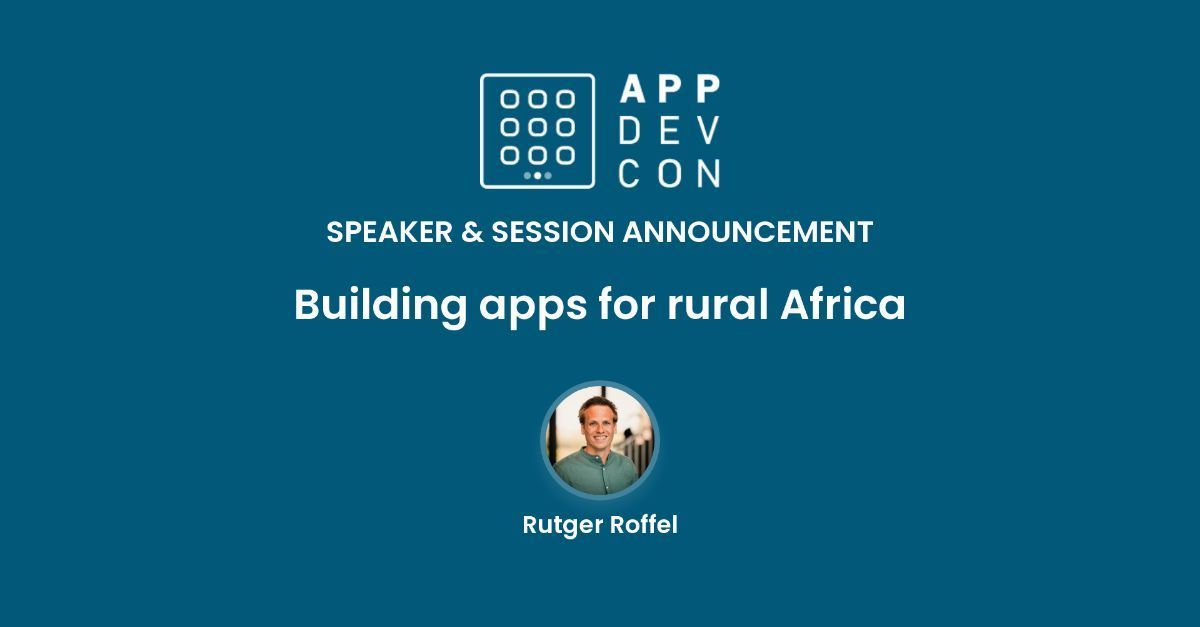 Apps for all! Join Rutger Roffel’s session on rural dev at #Appdevcon. appdevcon.nl/session/buildi…

@rudcher