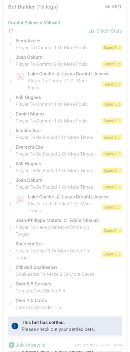 pross_93's tweet photo. @paddypower  How has this bet been classed as settled when I have the super sub option available? Cundle hasn't been sent off so this bet should still be live?? #FACup https://t.co/XJvCxIJRmN