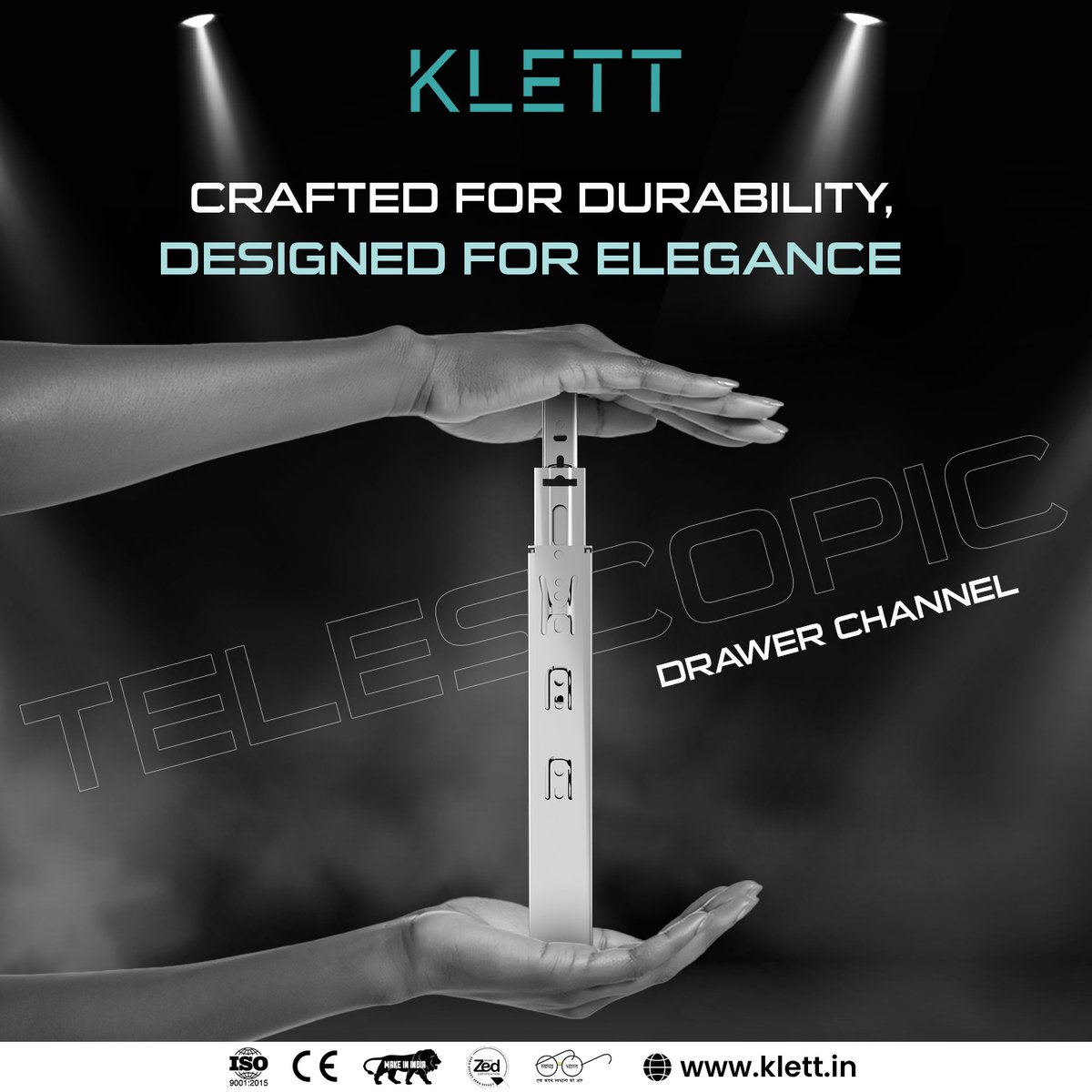 HardwareSamachr's tweet photo. Experience seamless motion with KLETT Telescopic Drawer Channels, which are crafted for durability and elegance. They're smooth, sturdy, and built to last!

#klett #durabilitymeetselegance #drawerchannels #homeimprovement #smoothfunctioning #furniturefittings #DrawerChannel https://t.co/1zbuNGBdh5