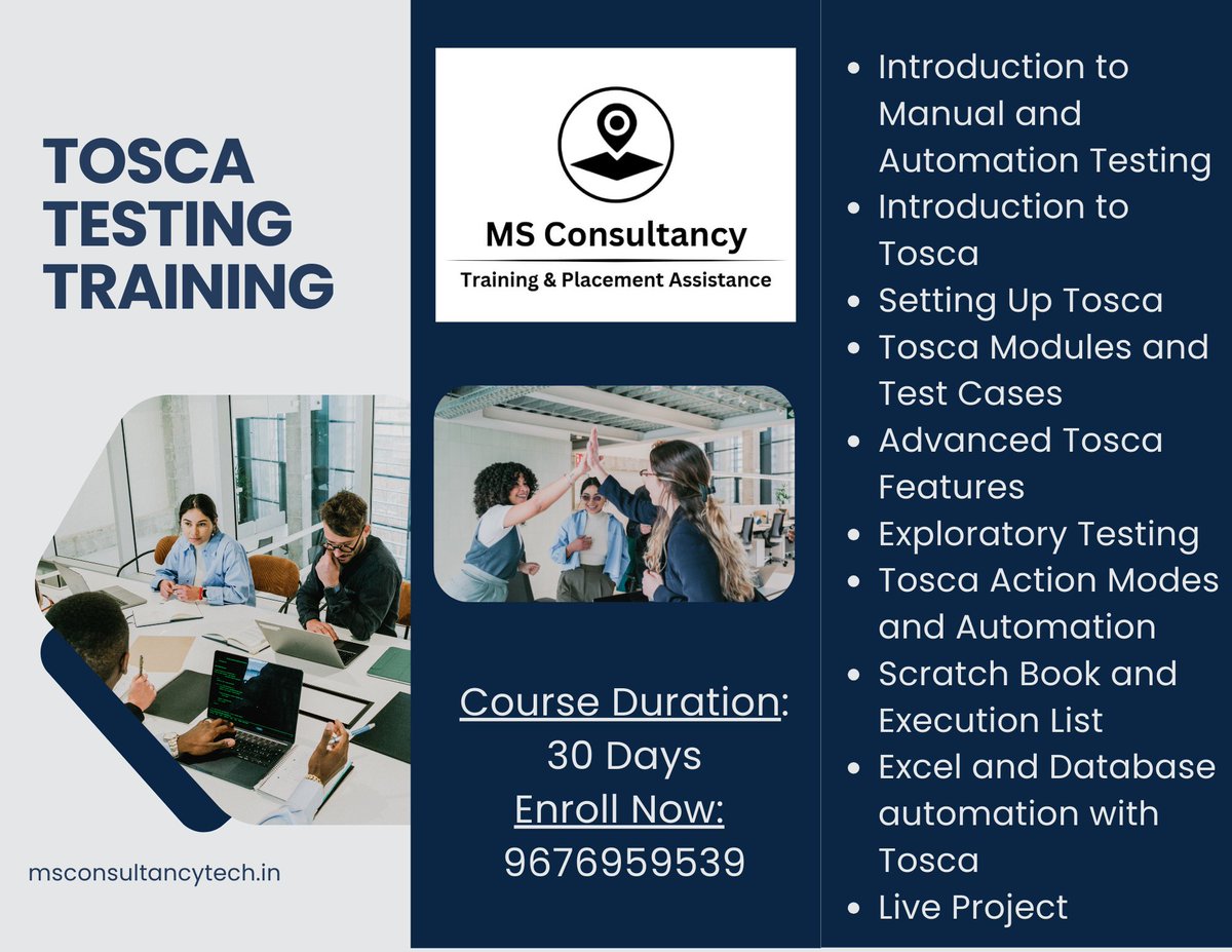 Msconsultancy23's tweet photo. Tosca Training starts on 07-March at 09:30 AM IST – don’t miss your chance to enhance your skills in test automation and stand out in the competitive job market!
#ToscaTraining #AutomationTesting #CareerGrowth #LearnAndGrow #TestingFuture #ITSkills #BeJobReady #EnrollNow 🚀 https://t.co/pj3HLPLCEB