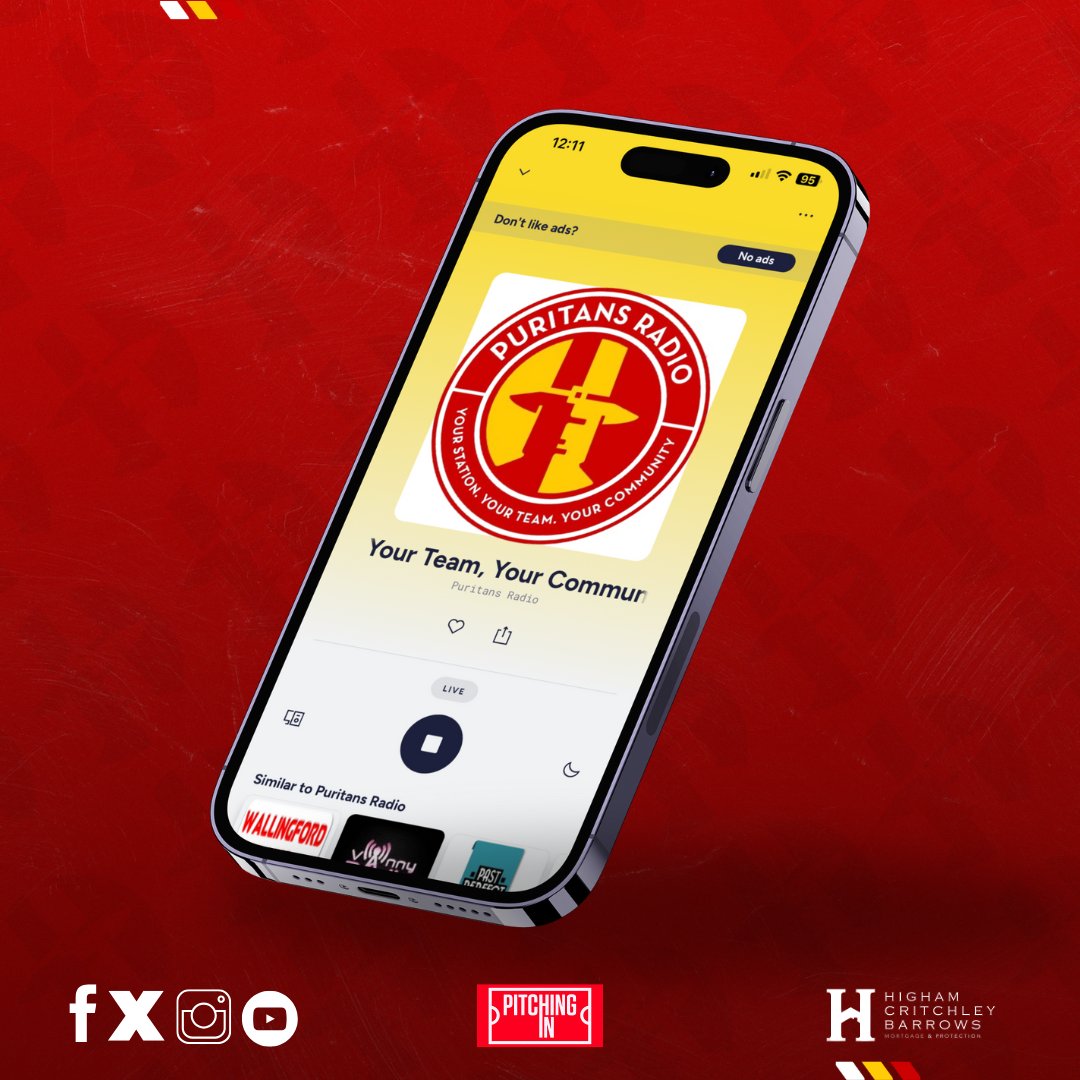 BanburyUnitedFC's tweet photo. 📻 𝗟𝗜𝗦𝗧𝗘𝗡 𝗟𝗜𝗩𝗘 𝗢𝗡 𝗣𝗨𝗥𝗜𝗧𝗔𝗡𝗦 𝗥𝗔𝗗𝗜𝗢 

📲 For full match commentary on mobile phone or tablet devices, use the @tunein radio app and search "Puritans Radio" 

#WeAreUnited | #UTP | @PuritansRadio https://t.co/dowjxWX5e0