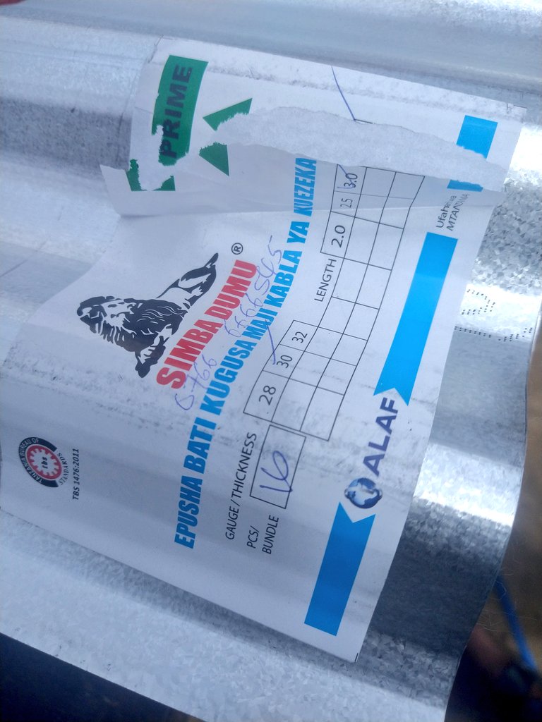 mrmushico's tweet photo. Simba Dumu kutoka @alaf_ltd
Hii ni imara bati ya kizalendo a.k.a nyerere roof.
Pata gauge30 kwa gauge 32 kwa bei nafuu.
Tunakutumia popote ulipo Tanzania.
Call-chat /0757751991
#rawiinvestment #alaflimited #ukiwekaumeweka #mabati https://t.co/0t382ro8GC