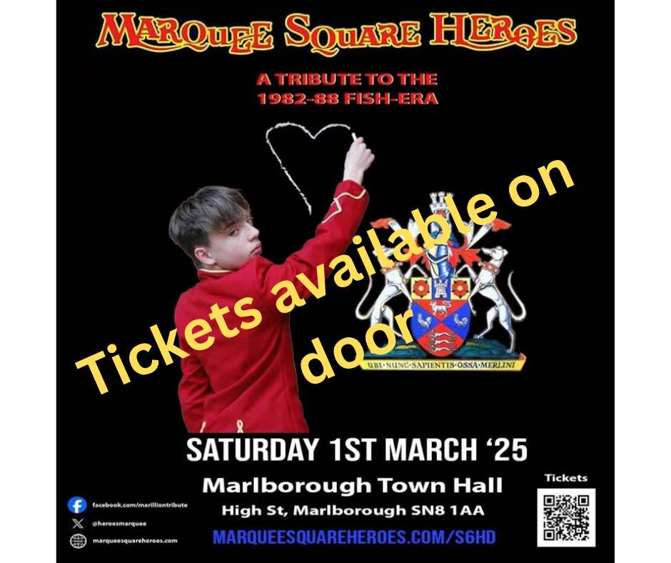 We are looking forward to playing Fish-Era Marillion at the Marlborough Town Hall tonight!