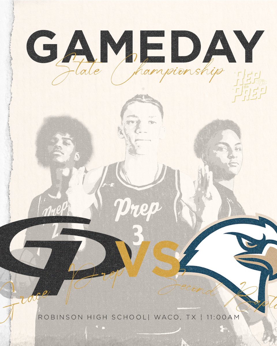 Grace Prep Basketball (@graceprep_hoops) on Twitter photo 🚨STATE CHAMPIONSHIP🚨
5A #4 Grace Prep
🆚Second Baptist
⏰11:00am
📍Robinson High School
⚫️Blackout
<a href="/TeamLSCSN/">Lone Star Christian Sports Network (LSCSN)</a> <a href="/Gosset41/">Brian Gosset</a> <a href="/SportsDayHS/">SportsDayHS</a> <a href="/TXPSMedia/">Texas Private School Media</a> <a href="/TAPPSbasketball/">TAPPS Basketball</a> <a href="/txhshoop/">Texas UIL Basketball</a> 🚨STATE CHAMPIONSHIP🚨
5A #4 Grace Prep
🆚Second Baptist
⏰11:00am
📍Robinson High School
⚫️Blackout
<a href="/TeamLSCSN/">Lone Star Christian Sports Network (LSCSN)</a> <a href="/Gosset41/">Brian Gosset</a> <a href="/SportsDayHS/">SportsDayHS</a> <a href="/TXPSMedia/">Texas Private School Media</a> <a href="/TAPPSbasketball/">TAPPS Basketball</a> <a href="/txhshoop/">Texas UIL Basketball</a>