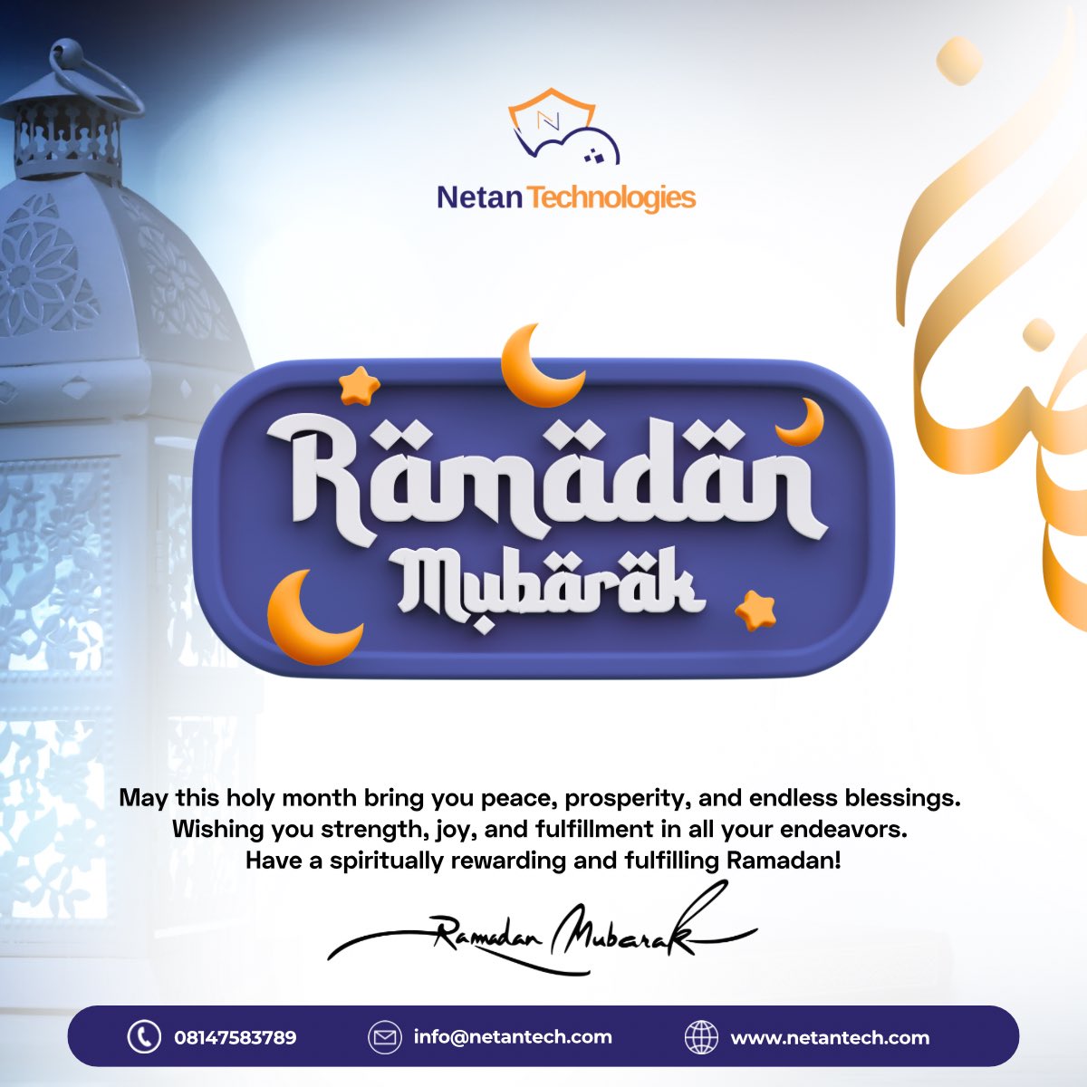 NetanTech's tweet image. May this holy month bring you peace, prosperity and endless blessings.

Wishing you strength, joy, and fulfillment in all your endeavors. Have a spiritually rewarding and fulfilling Ramadan!🕌