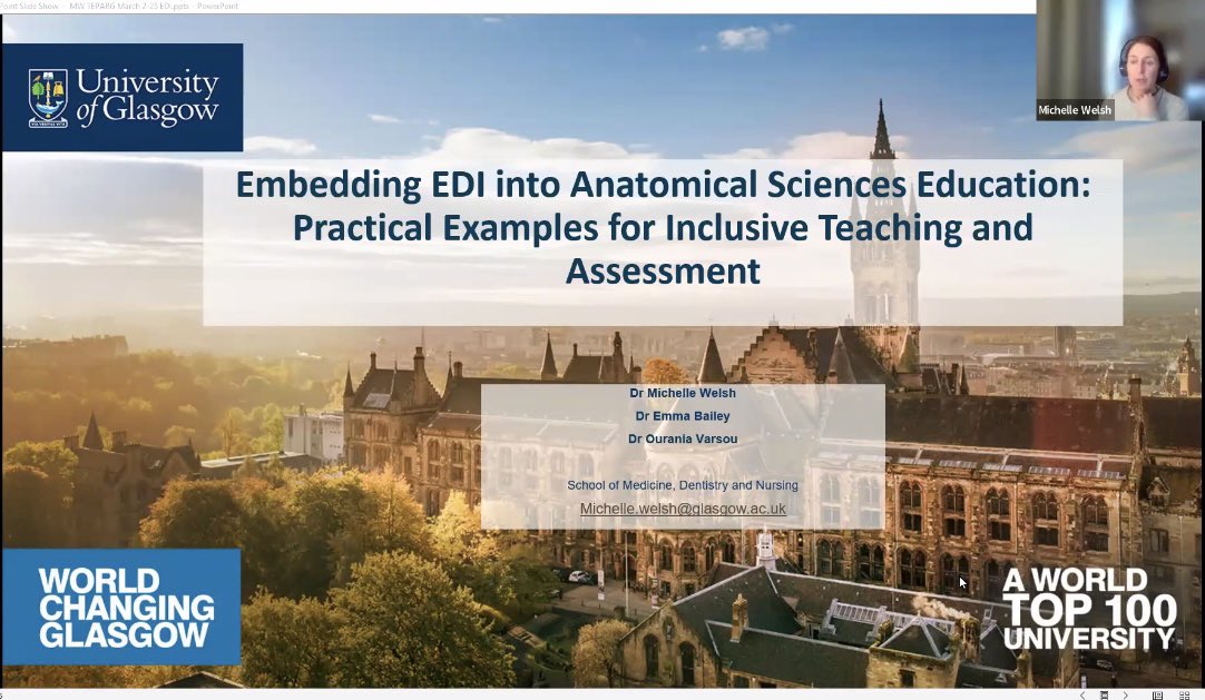 Anatomy@UofG (@uofg_anatomy) on Twitter photo Our very own deputy HoA <a href="/mwelshUoG/">Michelle Welsh</a> delivered a fantastic talk on #EDI at the <a href="/TEPARG/">Trans-European Pedagogic Anatomy Research Group</a> meeting! 🎉👏 What an inspiring way to start the weekend💡✨ #EDI #InclusionMatters Our very own deputy HoA <a href="/mwelshUoG/">Michelle Welsh</a> delivered a fantastic talk on #EDI at the <a href="/TEPARG/">Trans-European Pedagogic Anatomy Research Group</a> meeting! 🎉👏 What an inspiring way to start the weekend💡✨ #EDI #InclusionMatters