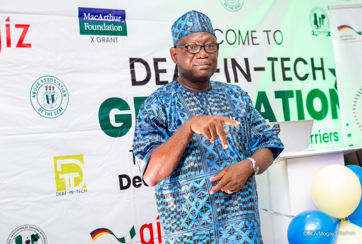 deafintech's tweet photo. Mr. Idemudia Lawrence, Speaking on behalf of the Executive Secretary of @NcpwdOfficial, shared some words with our graduates. keep refining your skills, never stop practicing. 

#DeafInTech #DIT10 #Graduation #TechForAll #DataFam https://t.co/eLCT1K9WKv