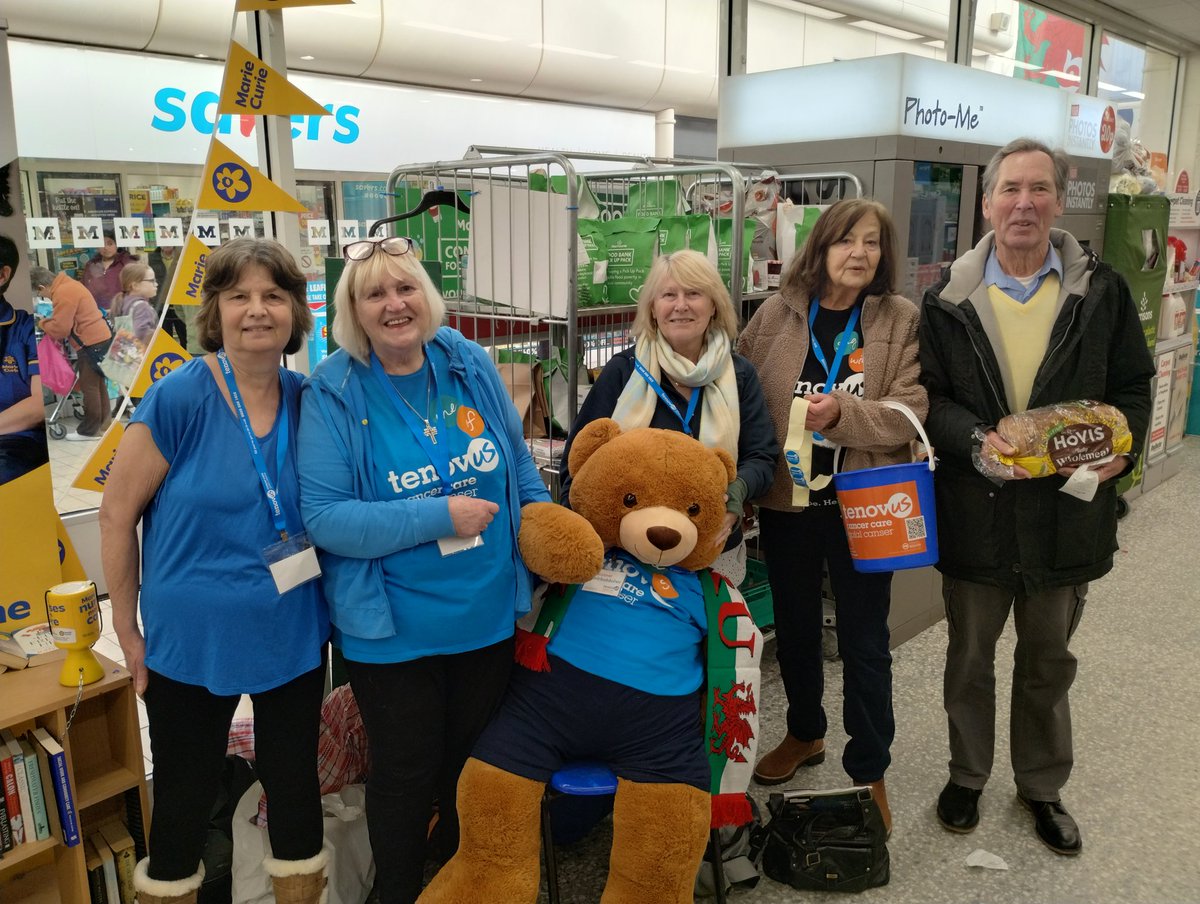 FriendTenLlan's tweet image. We're here all day at Morrisons, collecting for @tenovuscancer . Here's a group shot of some of our volunteers - Alison, Cecilia, Merith, Pat and Malcolm !
