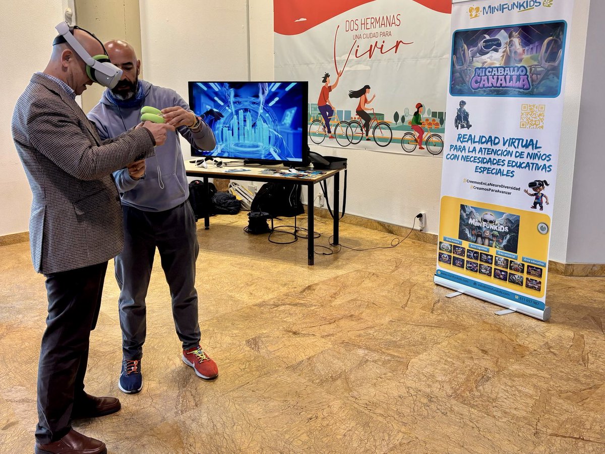 Paco Rodríguez (@pacorodriguezdh) on Twitter photo María Jesús Garrido, junto a su equipo de <a href="/minifunkids/">MiniFunKids</a> , ha presentado su nueva herramienta de realidad virtual “Mi caballo canalla” pensada para la atención de niñas y niños con necesidades educativas especiales. Desde el <a href="/aytodoshermanas/">Ayuntamiento de Dos Hermanas</a> apoyamos el emprendimiento nazareno. María Jesús Garrido, junto a su equipo de <a href="/minifunkids/">MiniFunKids</a> , ha presentado su nueva herramienta de realidad virtual “Mi caballo canalla” pensada para la atención de niñas y niños con necesidades educativas especiales. Desde el <a href="/aytodoshermanas/">Ayuntamiento de Dos Hermanas</a> apoyamos el emprendimiento nazareno.